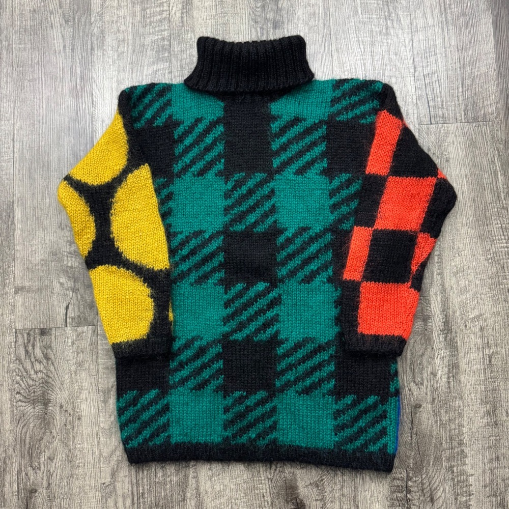 Vintage The Limited Multicolor Colorblock Patterned Mohair Blend Sweater PS